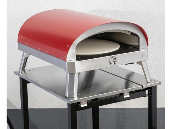 Gas pizza oven production line showing welding and assembly processes