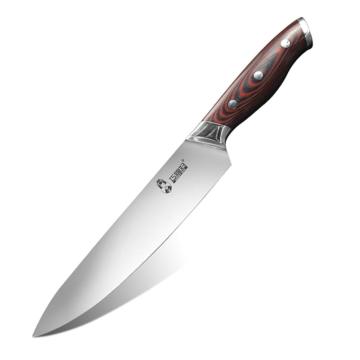 8 Inch Chef Knife with Red G10 Handle - Stainless Steel KA10D-01