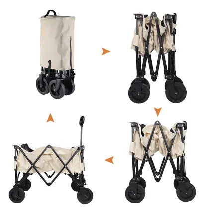 Outdoor Steel Foldable Camping Trolley - Beach Cart