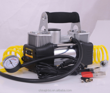 JB-88 12V Double Cylinder 4m Coiled Hose Air Compressor for Car Tire Inflation