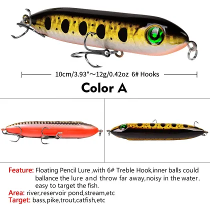  Cheap Floating Pencil Lure 102mm 11.5g Minnow Luya Bait for Fly Fishing 