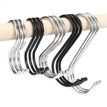 Black/Silver Stainless Steel S-Shaped Hanging Hooks for Closet and Kitchen Organization