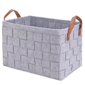 Customizable Large Handmade Felt Laundry Basket with PU Handle