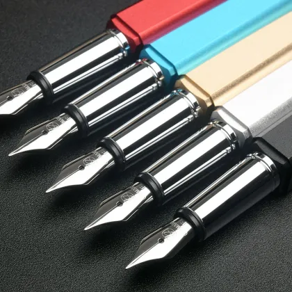 Free shipping KACO SQUARE Series Luxury Blue and Silver Clip Fountain Pen with 0.5mm Nib Nobel Metal Aluminum Ink Pens