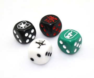 16mm colored one side custom engraved dice, plastic dice, board game dice