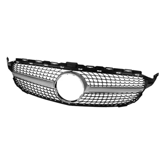 Diamond Grille for Mercedes-Benz W205 C-Class 2015-2018 - Silver/Black