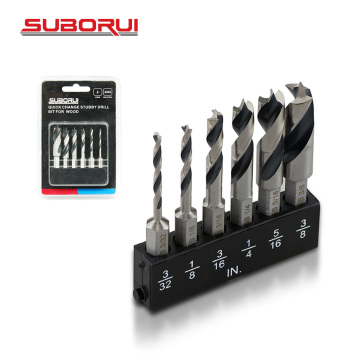 Borui 1/4" Quick Change Hex Shank HSS Brad Point Wood Drill Bit Set