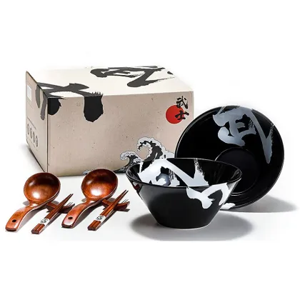 Ceramic Japanese Ramen Bowl Set with Accessories