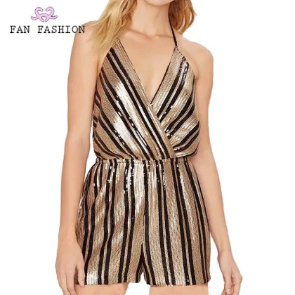 Black Sequin Slip Jumpsuit