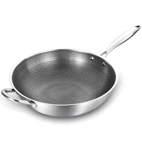 Stainless Steel Wok Uncoated Non-stick Pan ,Frying Pan ,Gas And Induction Cooker