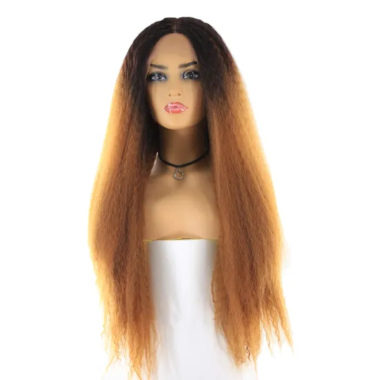 X-TRESS natural color long afro curly  lace front wigs 26inch Long Kinky Straight Synthetic Hair Lace Wigs For black Women