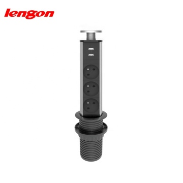 France Kitchen Hidden Under-Top Extension Pop Up Power Socket with 2 USB