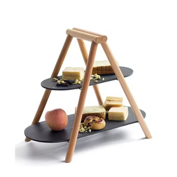 Natural Black Slate Cake Plate Stand