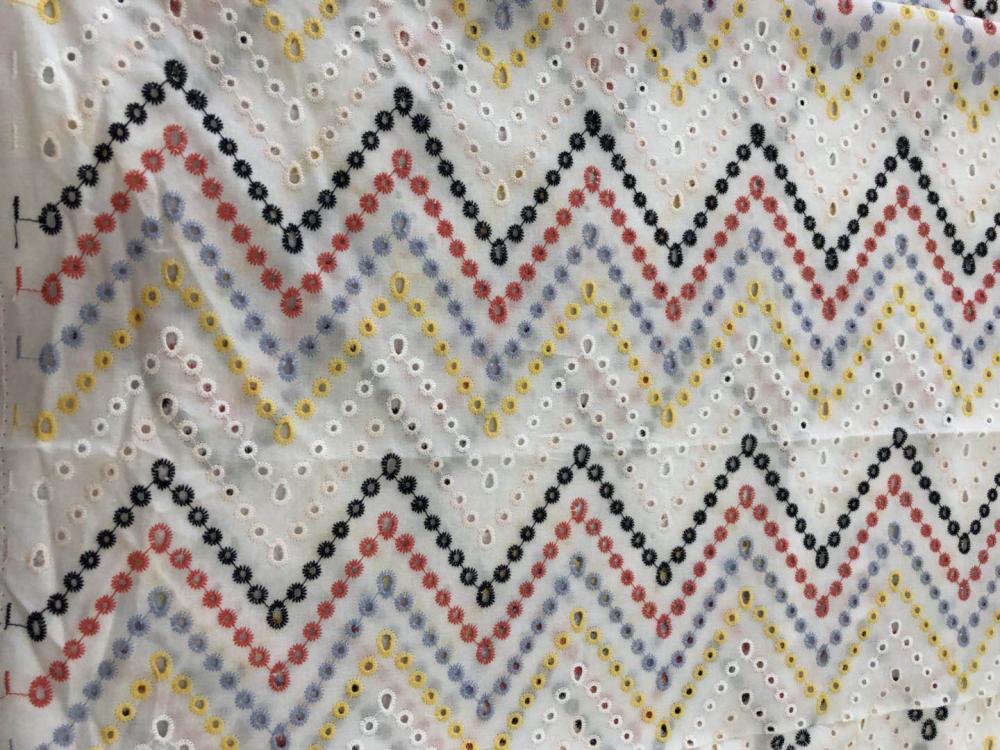 Six color sharp corner Cotton embroider fabric