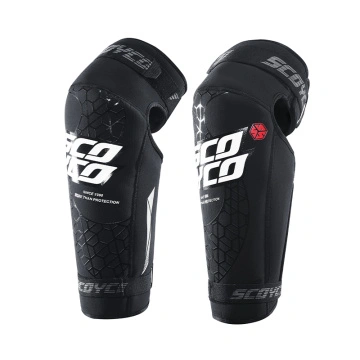 Protections Genoux Et Coudes Moto - Coque Dure ABS, Réglables - Pour Motocross, Skate, VTT (noir/rouge)