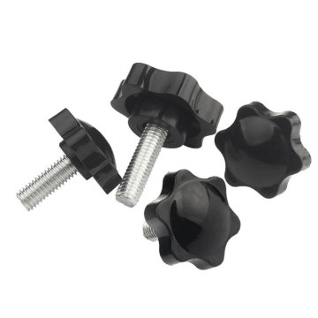 Plastic Handle Furniture M12 Thread Inserts with Heptagonal Plum Blossom Screws Stainless Steel 304 Knob Thumb Screw