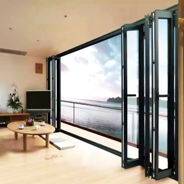 CONCH great customized color pvc profile steel grill design folding doors with tinted glass