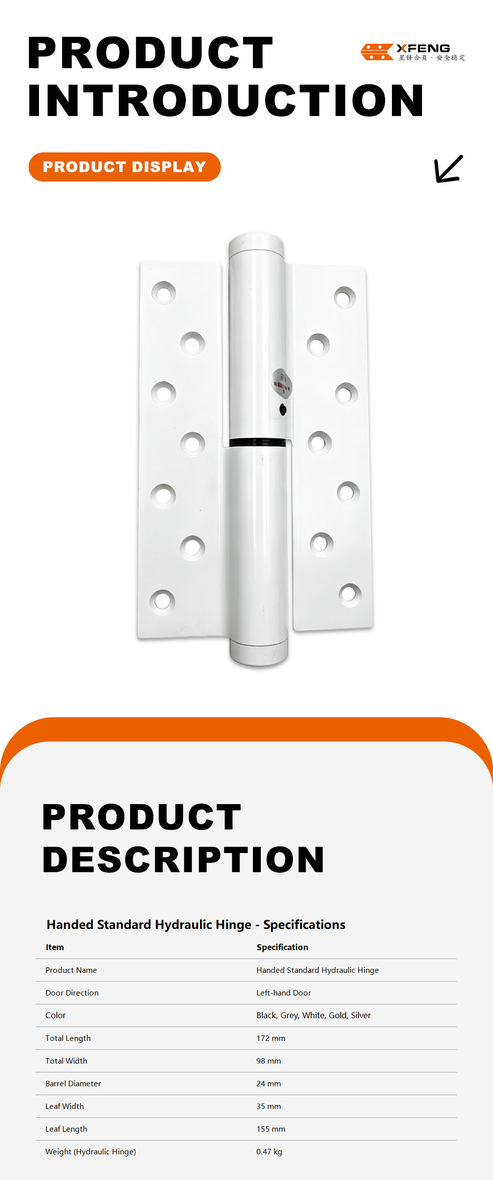 Handed Standard Hydraulic Hinge3
