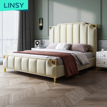 Linsy Luxury Double Queen King размер деревянная рама для кровати современные спальни