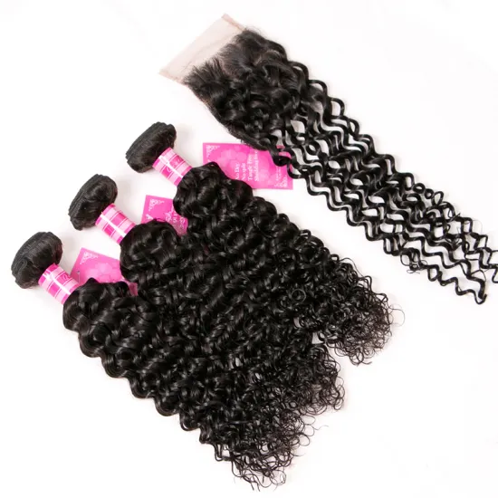 Alibaba top fashion alibaba water wave human hair bundles with closure, hot selling peruvian human hair straight