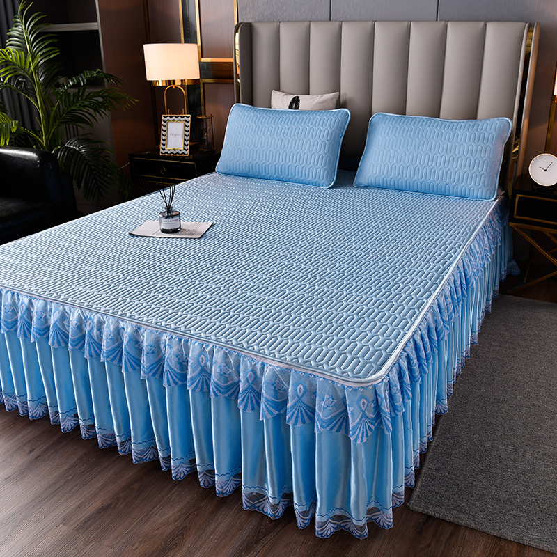 Summer Latex Bed Skirt Three-piece Mat Machine Washable