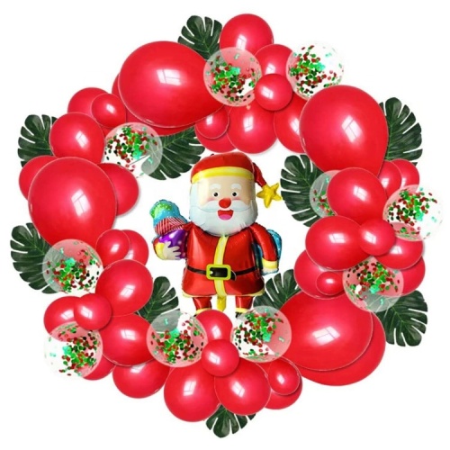 Balloon Garland Kit Balloon Arch Garland with Big Foil Santa Claus Balloon for Christmas Party Decorations