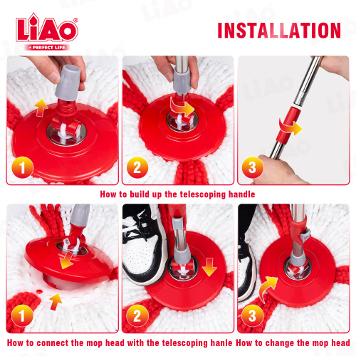 LiAo Dual Drive Spin Mop עם מערכת דליים