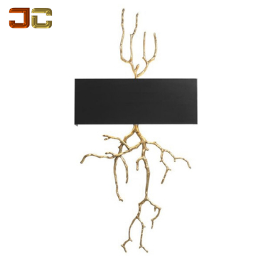 JC Lighting Modern Indoor Black Wall Lamp with Metal Shade and Brass Branches for United States