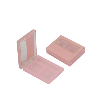 Compact Pink Labeled Square Eyeshadow Palette with Refillable Clear Box and Brush