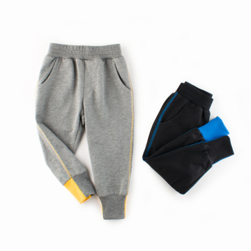 High-quality cotton casual kids pants contrast color ribbed trousers baby boy pants kids sweat pants