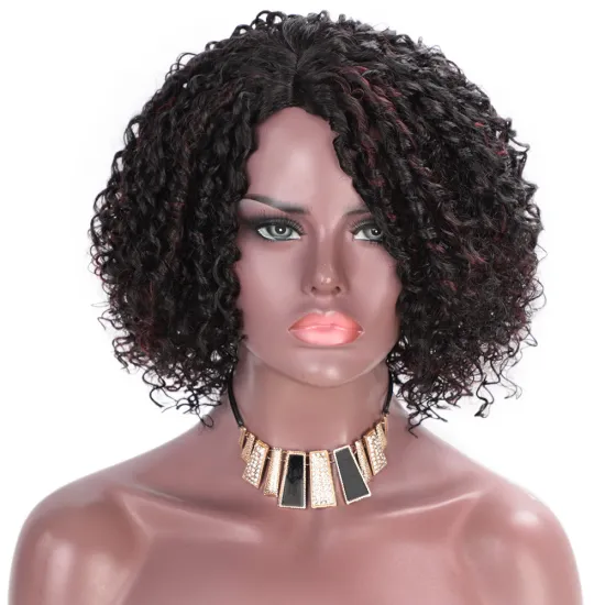 vigorous Highlight Short Bob Cut Fiber Cheap Gluless Mixed Black Bug Best Heat Resistant Synthetic Wig Vendors