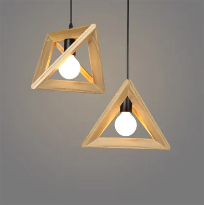 Nordic Simple Wood Triangle Lamps for Bedroom Indoor Lighting