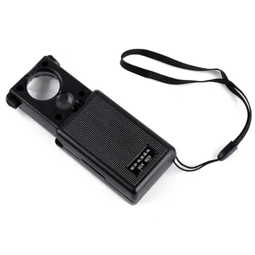 Mini Portable 30x 60x LED Magnifier Pocket Square Lighted Magnifying Glass for Repairs