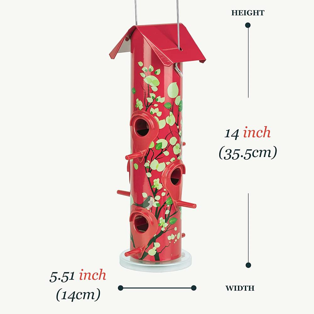 Birdfeeder de tubo pendurado com 6 portas de alimentação