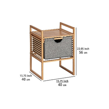 Bamboo Bedside Table with Fabric Drawer