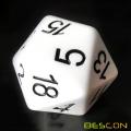 Bescon Jumbo D20 38MM, grande taille, 20 dés, blanc uni, grand cube de 20 faces, 1,5 pouce