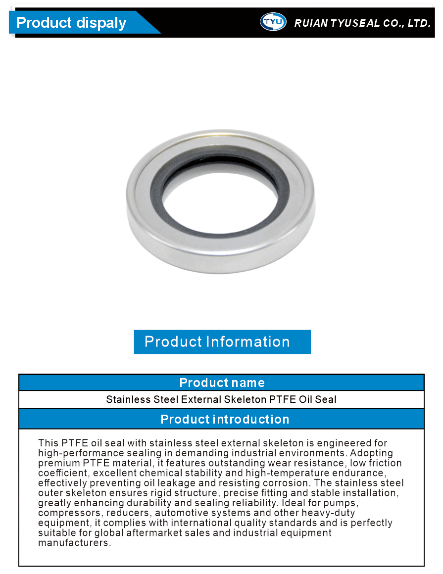 PTFE Oil Seal with Stainless Steel