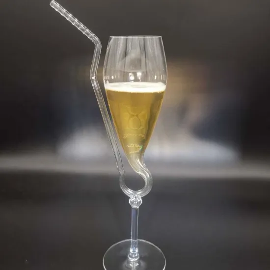 custom champagne glasses flute with straw