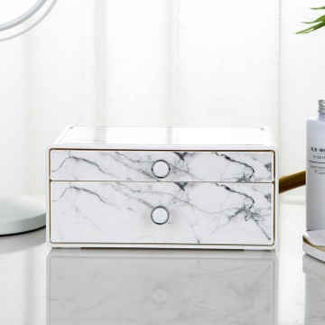 Organisateur de maquillage en marbre: petite boîte de rangement en plastique cosmétique pour la beauté et la mode