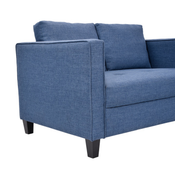 Italienischer Stil OEM 2-Sitzer Blauer Büschel-Stoff Gepolstertes Sofa Set Möbel Moderne Couch