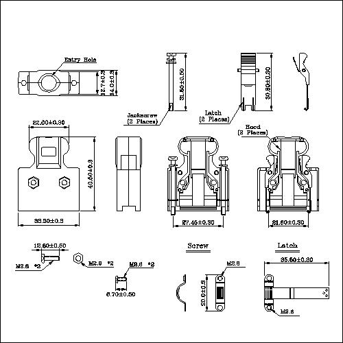 1.27mm Series 20P Hood Straight Exit Split Type HPPCS02-20XXX