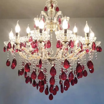 Modern Red Crystal LED Chandelier Lights for Luxury Dining Rooms
