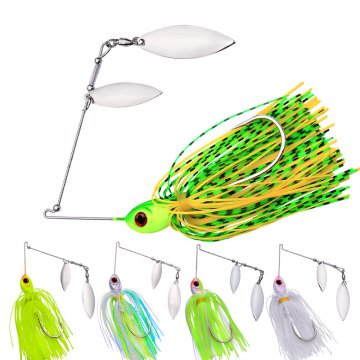 Hot Sale Metal Jig Head Spinner with Sequins Silicone Skirt Fishing Lures
