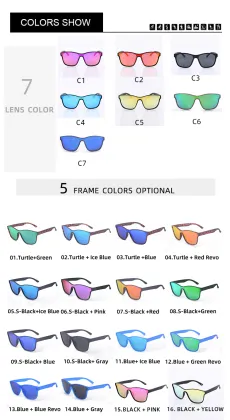 Custom Printed Cheap Black and Blue Mirror Polarized Sunglasses