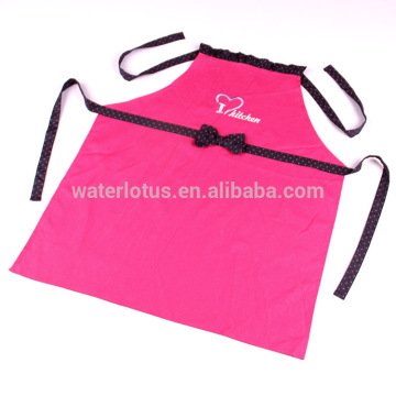 Yiwu eco-friendly 100% cotton wholesale personalized custom fancy kitchen cooking apron with bowknot for women