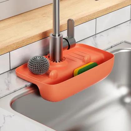 Factory Outlet Silicone Sink Organizer - Kitchen Rag, Sponge Storage, Faucet Splash-Proof Draining Rack