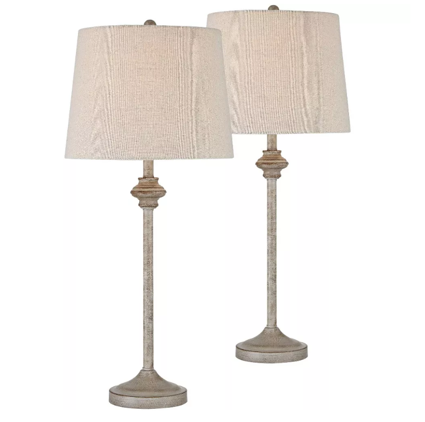 Set of 2 Beige Farmhouse Table Lamps (2)
