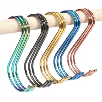 5PCS Stainless Steel 410 S-Shaped Polishing Metal Hooks for Household Shelves
