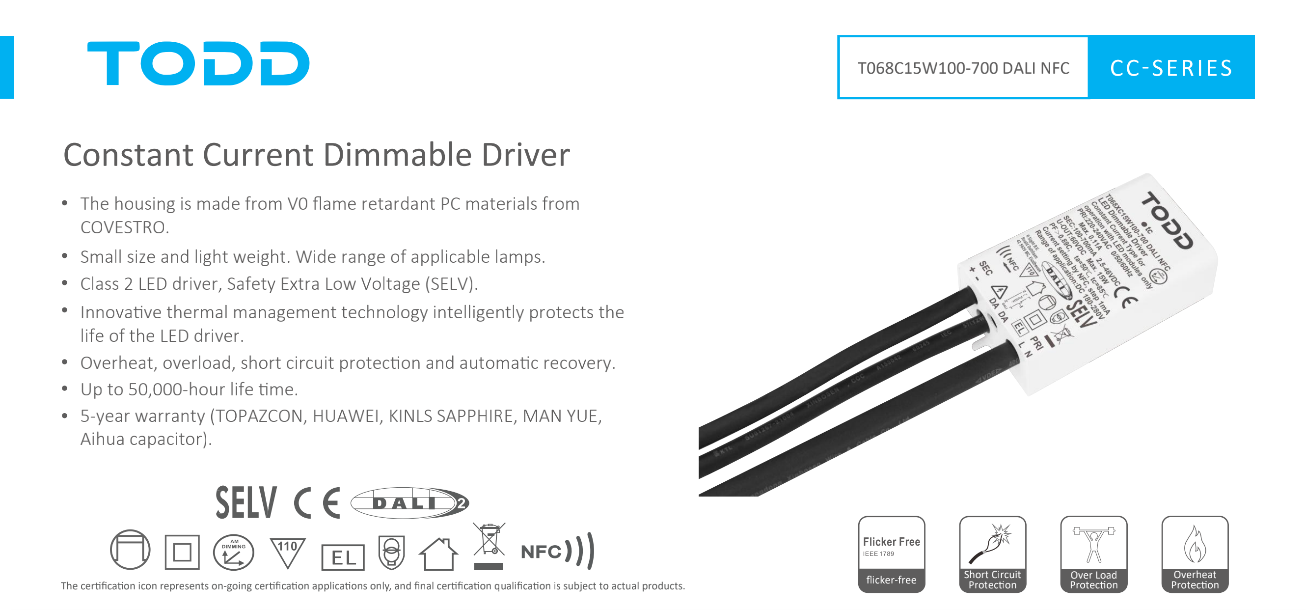 led driver T068C15W100-700 DALI NFC