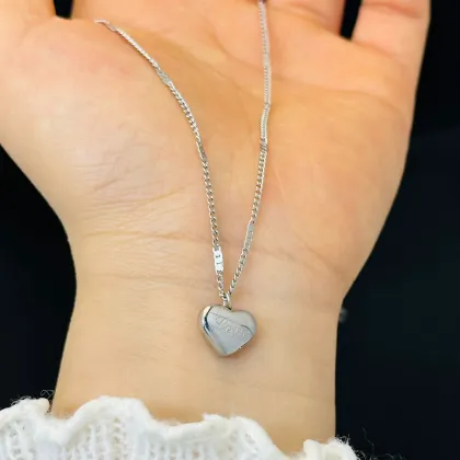 SUMMLY 18K Gold Plated Stainless Steel Collarbone Chain Heart Pendant Necklace